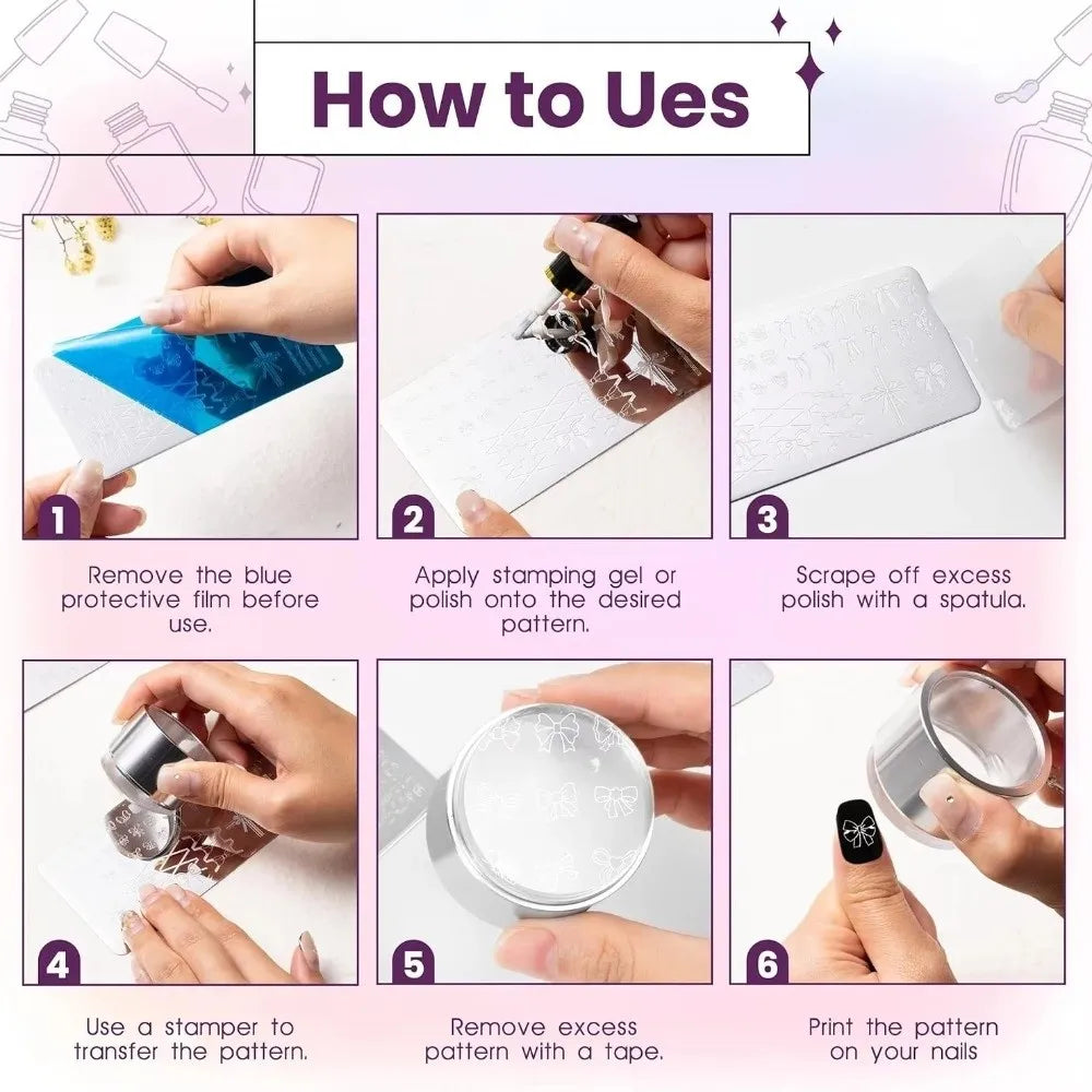 Kawaii Bowknot Nail Stamping Plate | Stainless Steel Stencil Nail Stamping Plate QXL