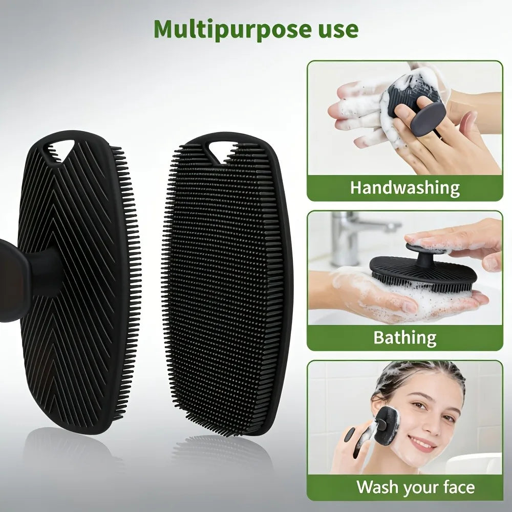 4-Piece Silicone Shower Brush Set | Back, Body, Face & Scalp Shower Brush Set QXL