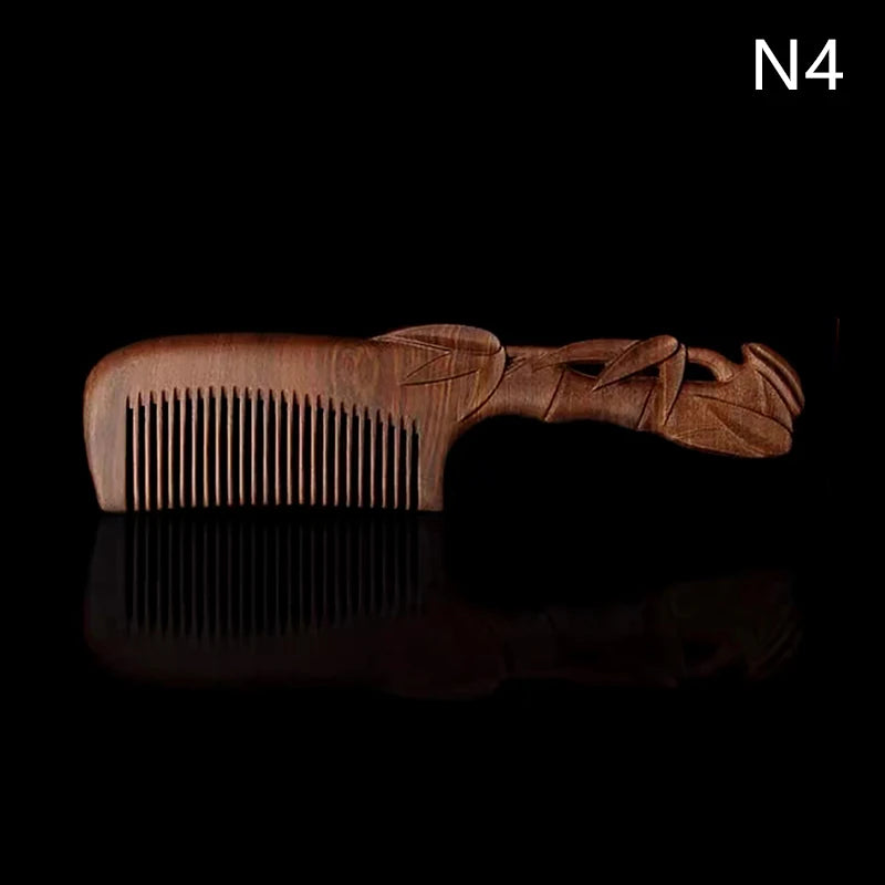 Sandalwood Hand-Carved Hair & Beard Comb | Anti-Static Wooden Hair Comb QXL N4