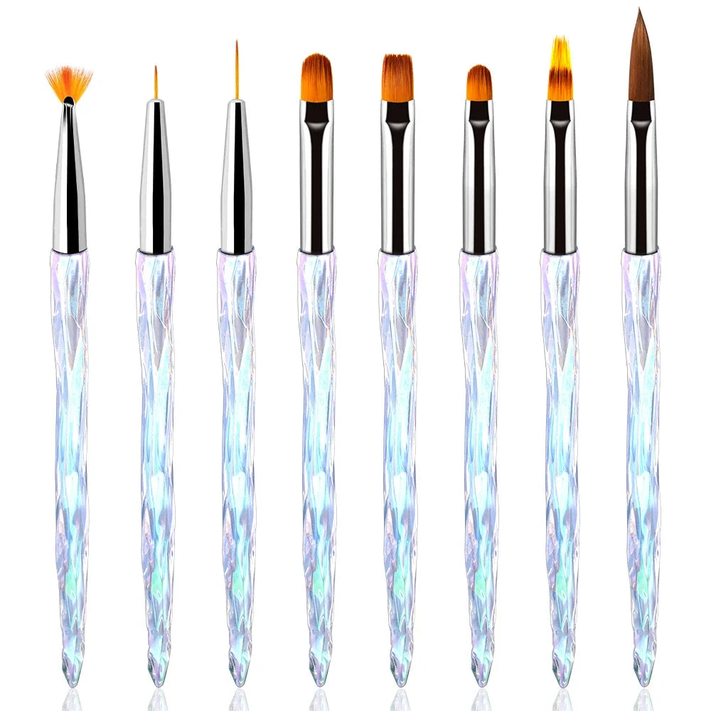 Aurora Acrylic Nail Art Brush Set 5–8 Pcs | UV Gel & DIY Nail Art Brush Set QXL