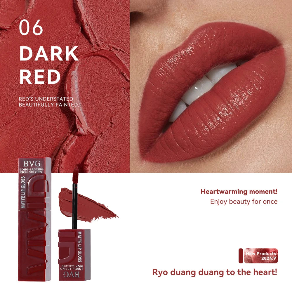 BVG Matte Liquid Lipstick | Long-Lasting Waterproof Lip Gloss Matte Liquid Lipstick QXL 06