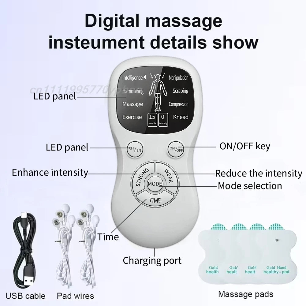 Portable EMS TENS Muscle Stimulator | Dual Channel Massager EMS TENS Massager QXL