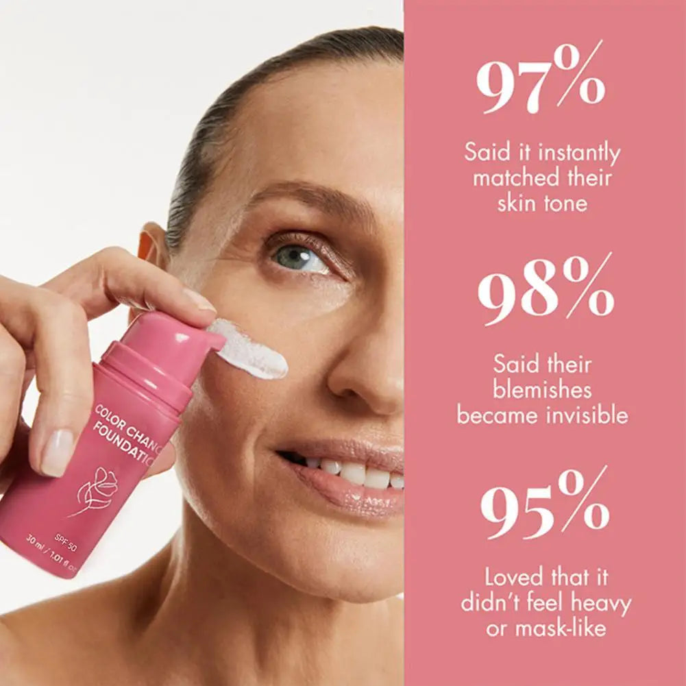 Korean Color-Changing Foundation SPF50 30ml | Glow Base Cream Color-Changing Foundation QXL