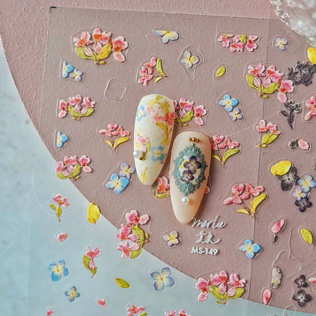 5D Daffodil Nail Stickers | Floral Relief Nail Art Decals Nail Art Stickers QXL