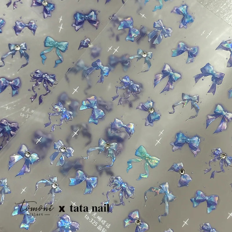 5D Aurora Bow Nail Art Stickers | Kawaii Ribbon Decals Nail Art Stickers QXL