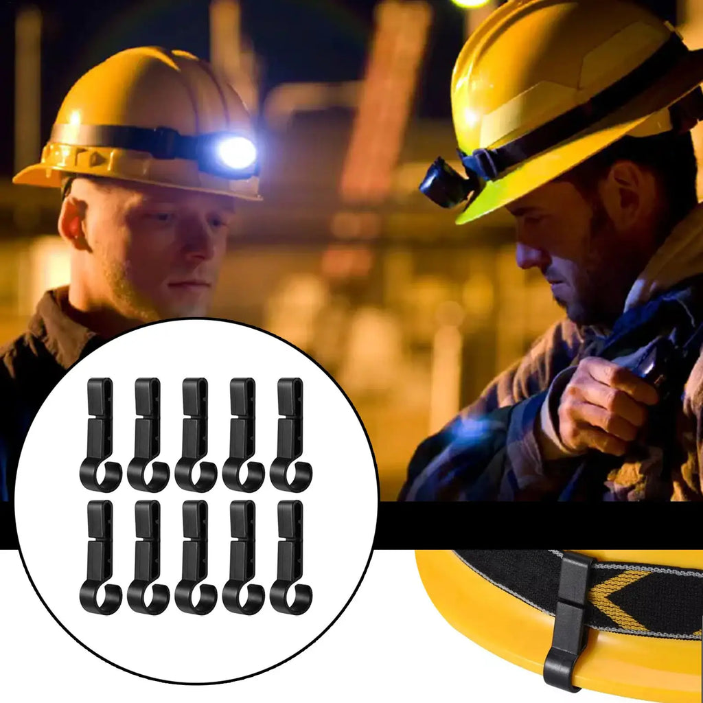 10-Pack Hard Hat Headlamp Clips | Non-Slip ABS Safety Hooks Hard Hat Accessories QXL