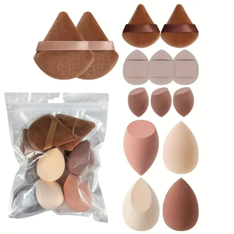 20-Pc Makeup Sponge Kit | Blender, Triangle Puff & Mini Sponges Makeup Sponge Set QXL 14pcs brown