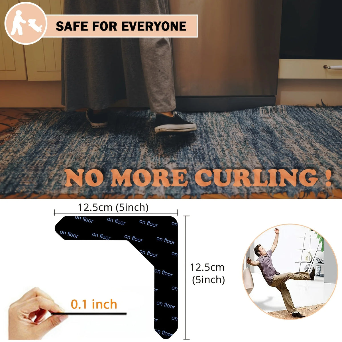 Self-Adhesive Anti-Slip Fastener Dots for Rugs & Mats | 4/8 Pack Anti-Slip Mat Pads QXL