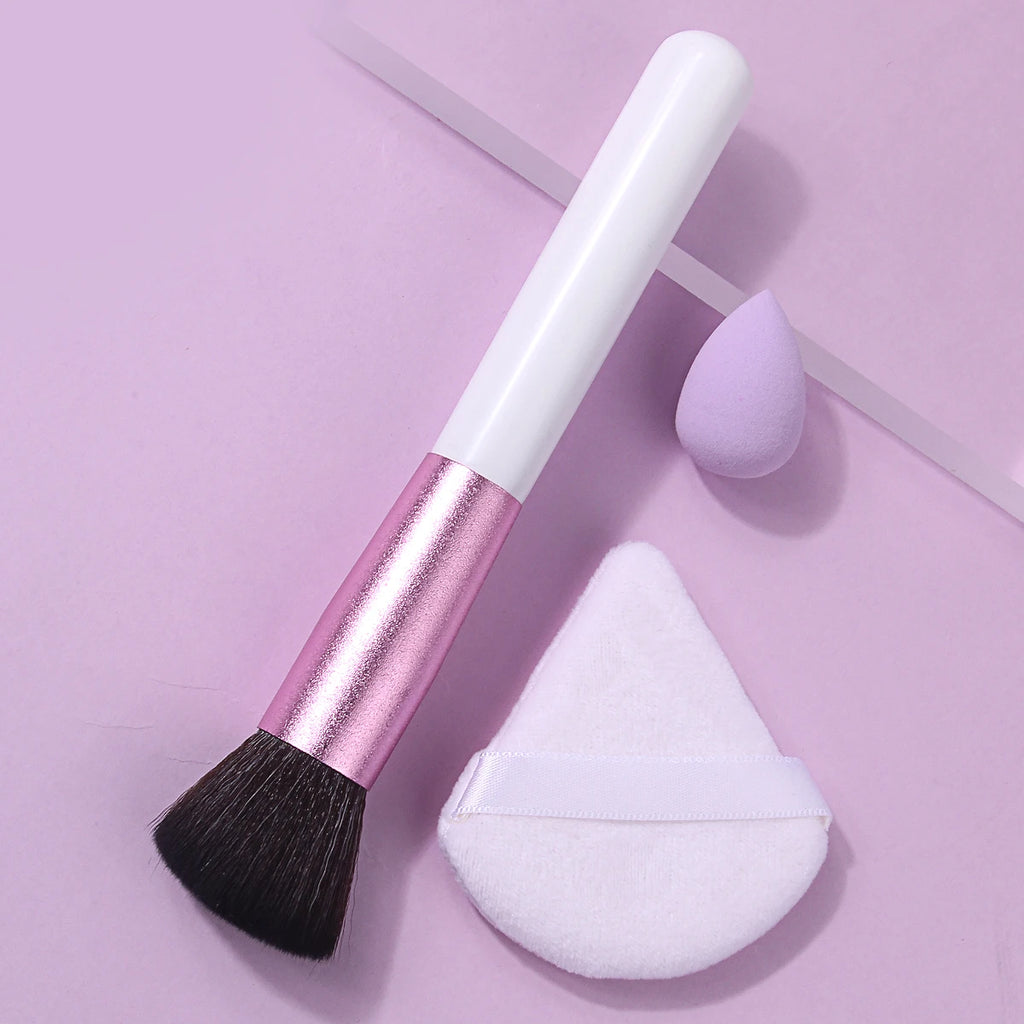 KOSSHOW 3-Piece Makeup Set – Blush Brush, Sponge & Puff Makeup Brush Set QXL