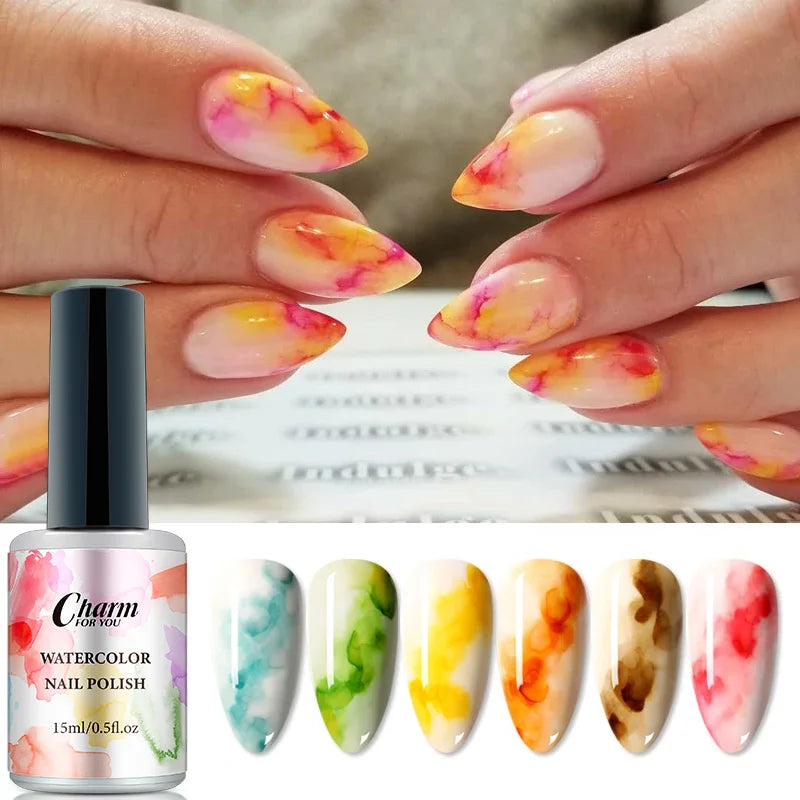15ml Blossoming Gel Nail Polish | Watercolor Marble UV LED Gel Nail Polish QXL