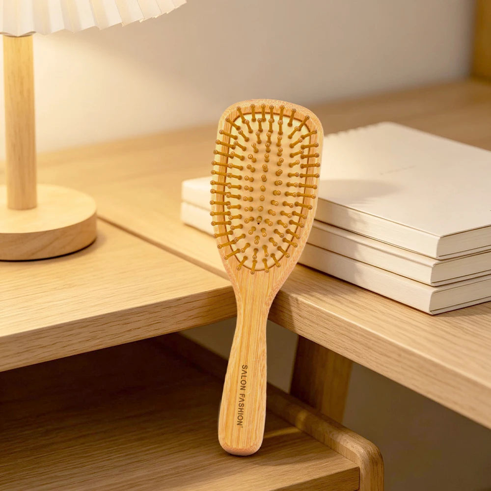 Mini Bamboo Air Cushion Hairbrush | Detangling Scalp Massage Bamboo Hair Brush QXL