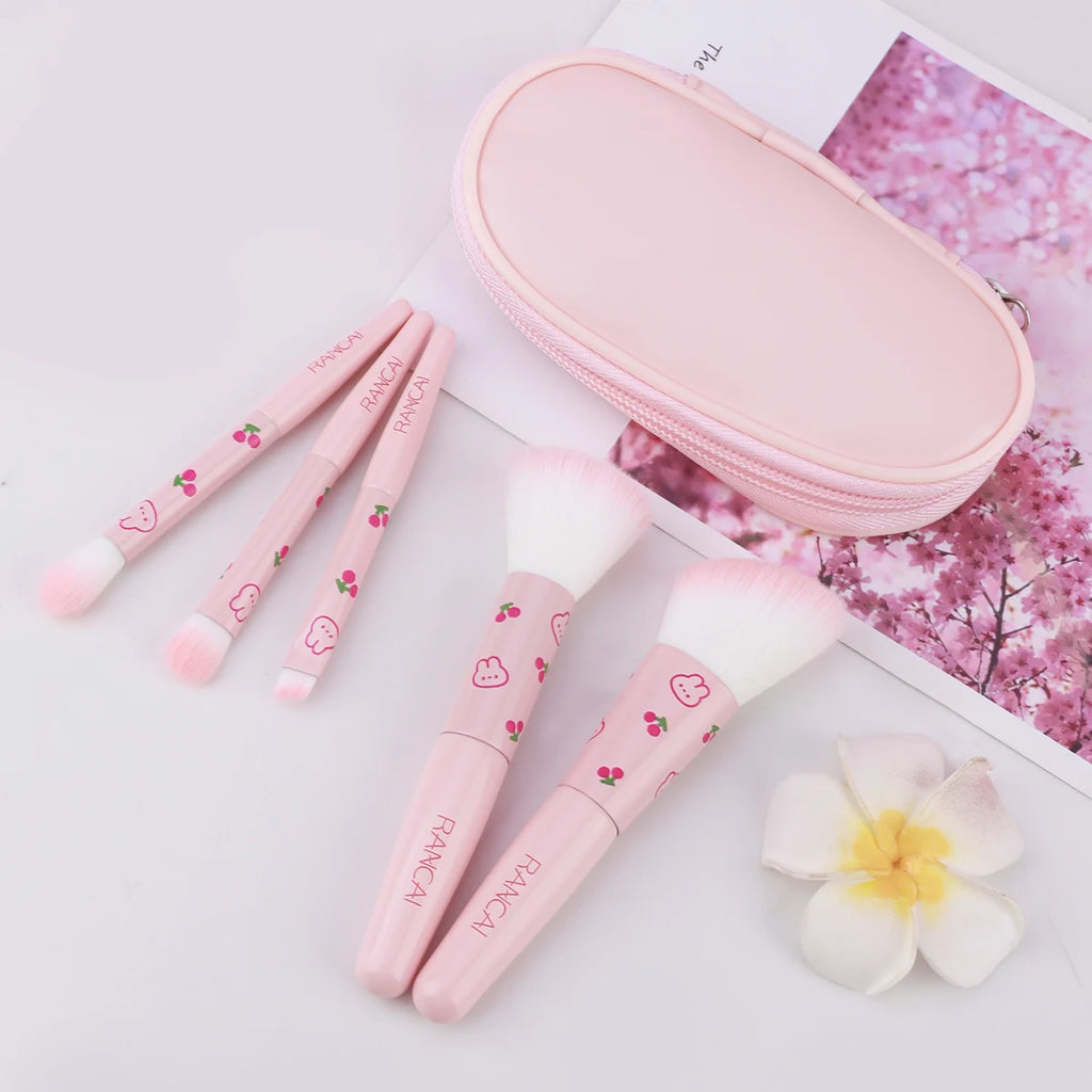 RANCAI 5-Piece Compact Makeup Brush Set with Case Makeup Brush Set QXL
