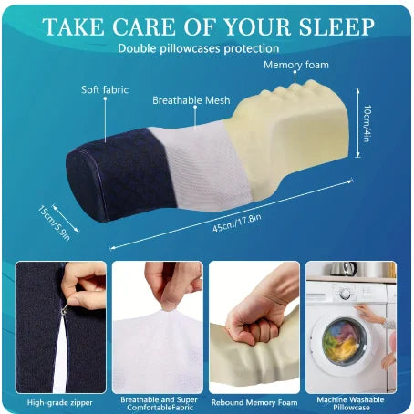 Memory Foam Neck Pillow | Cervical Support, Breathable Cover Memory Foam Pillow QXL