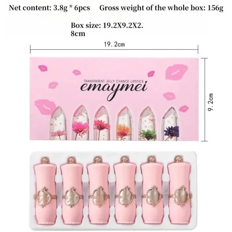 Emaymei 6-Pc Color-Change Jelly Lipstick Set | Moisturizing Balm Color-Change Lipstick Set QXL