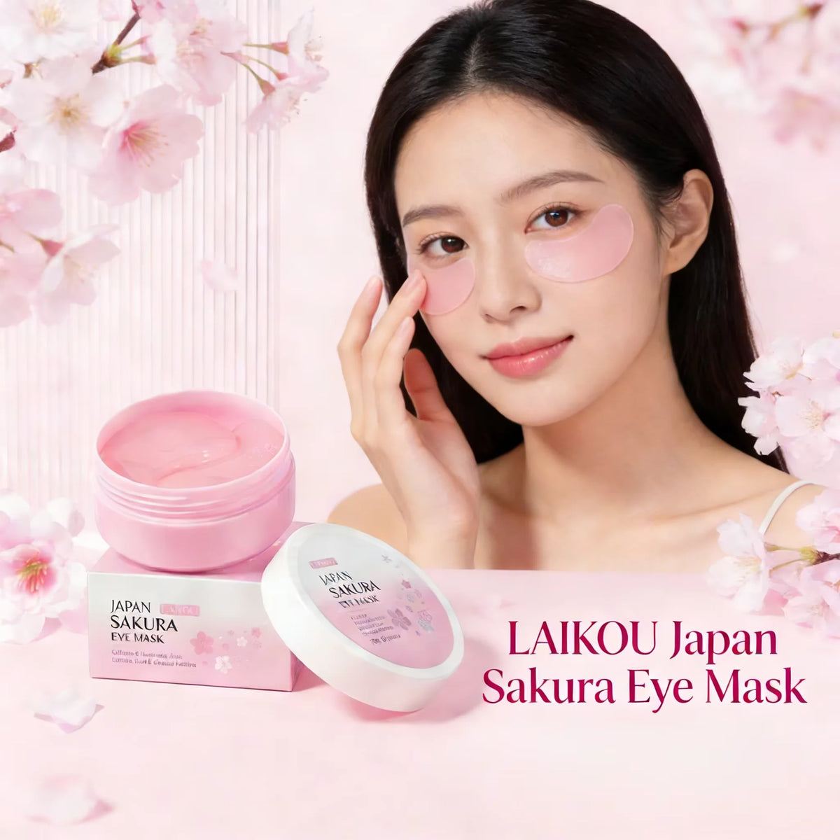 LAIKOU Sakura & Snail Eye Mask – Hydrating, Brightening 50pc Under Eye Mask QXL