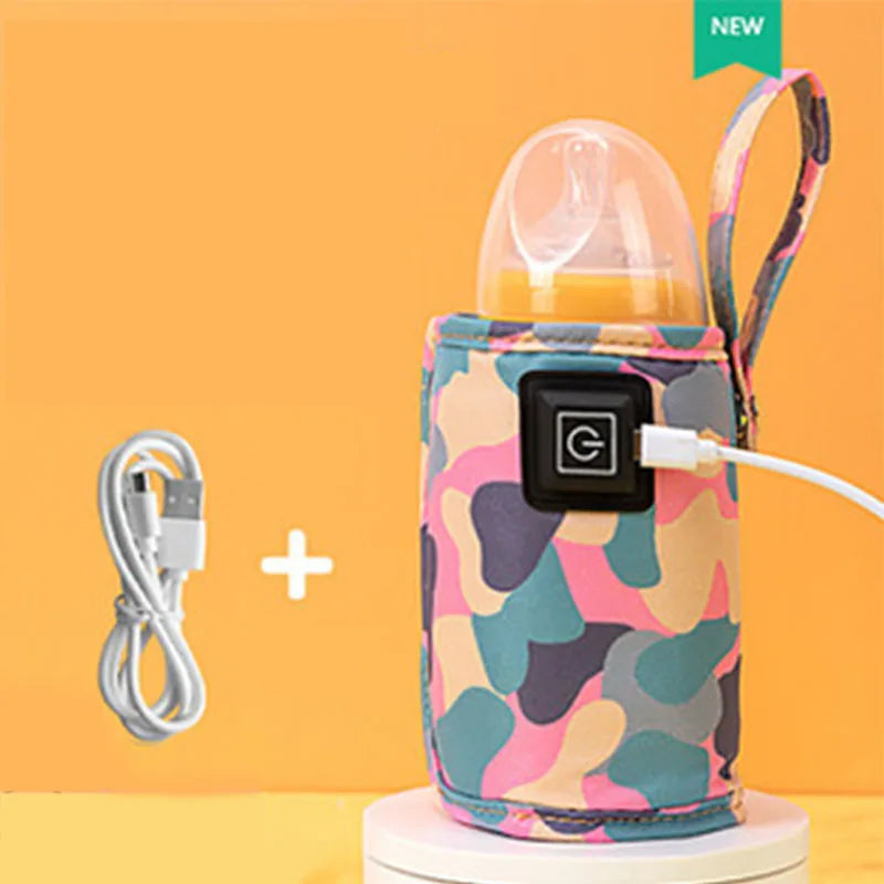 USB Baby Bottle Warmer Bag | Portable Travel Insulated Heater Baby Bottle Warmer QXL B90 Pink
