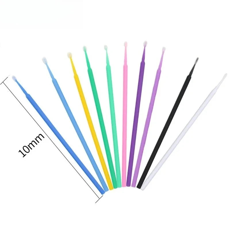 100-Pack Eyelash Extension Micro Cleaning Brushes & Swabs Lash Cleaning Brushes QXL
