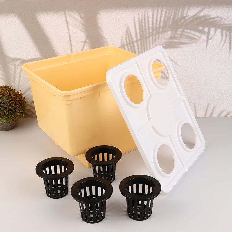 Hydroponic Bucket System with Siphon Elbows & 4-Hole Cover Hydroponic Planter QXL