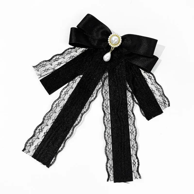 Black Bow Brooch Pin – Women's Collar & Necktie Accessory Bow Brooch Pin QXL A1