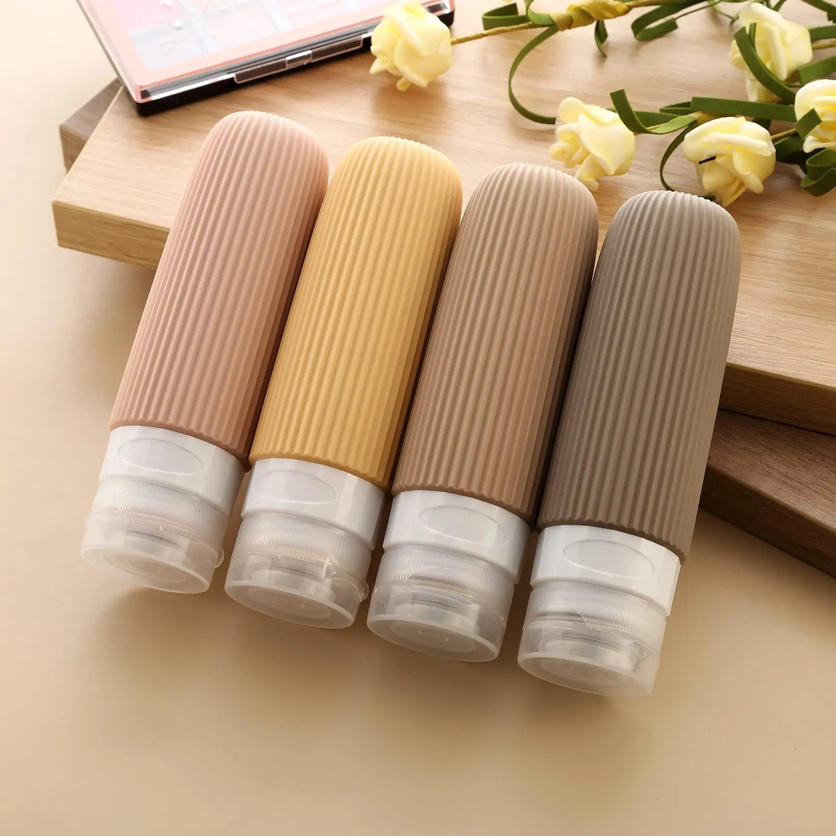 4-Pack 90ml Leak-Proof Silicone Travel Bottles + Toiletry Bag Silicone Travel Bottles QXL