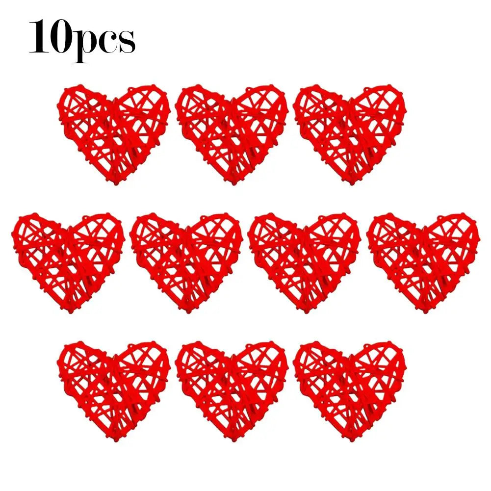 10-Pack Red Rattan Heart Wicker Ornaments | DIY Home Decor Wicker Heart Ornaments QXL Red