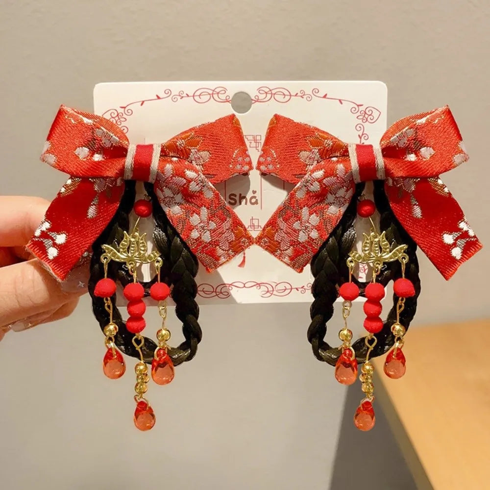 Chinese Tassel Hair Clips | Retro Hanfu Hairpin Pair – Red Tassel Hair Clips QXL 10