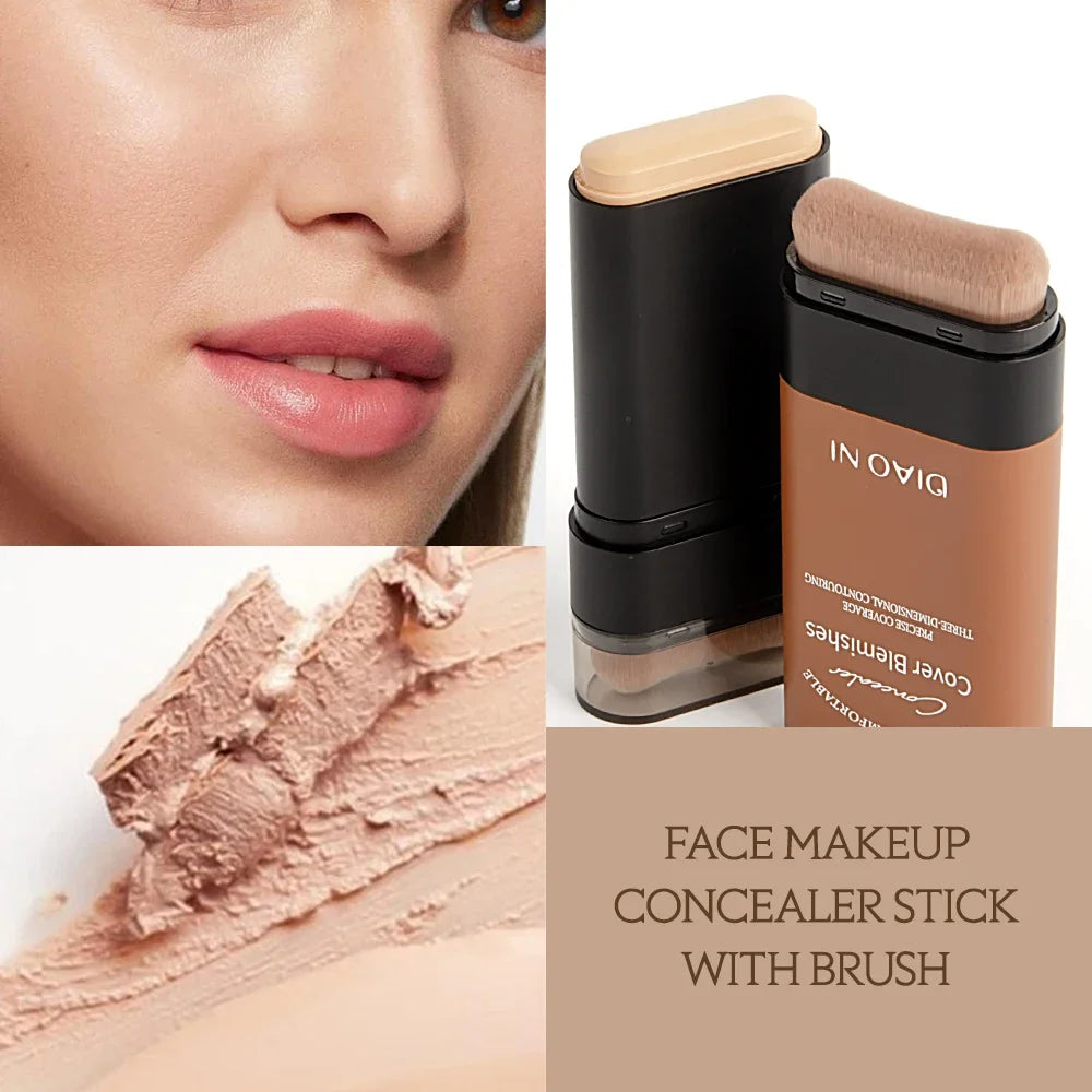 Tioni Dual-Head Foundation Stick with Brush | Long-Lasting Foundation Stick QXL
