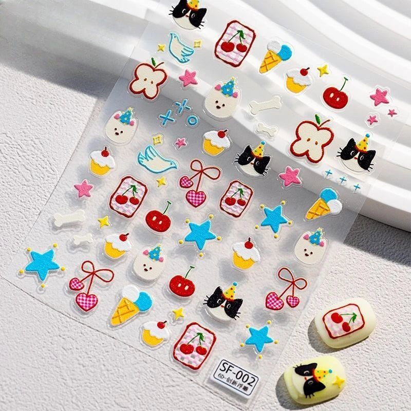 3D Cartoon Bear Nail Stickers | DIY Manicure Decals Nail Art Stickers QXL