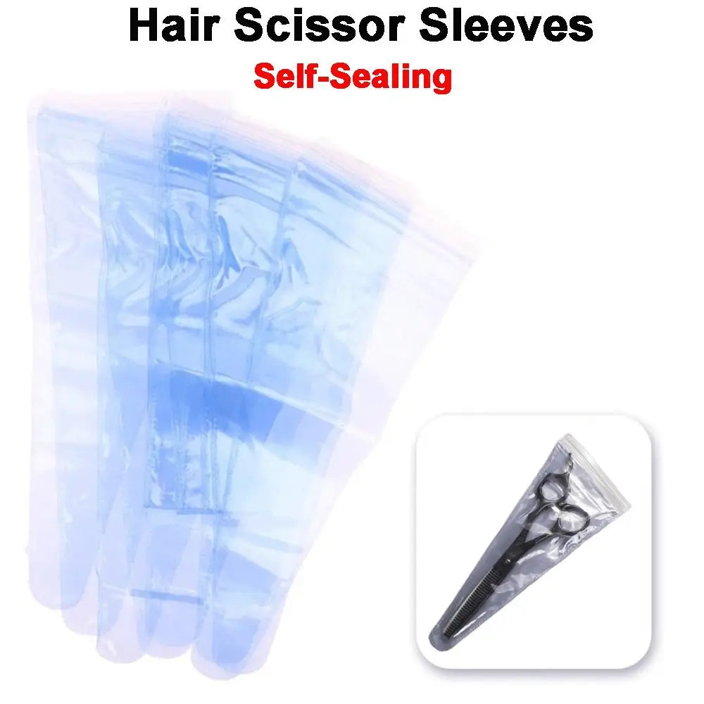 10-Pack PVC Hair Scissor Sleeves | Waterproof Self-Sealing Bags Scissor Protective Sleeves QXL