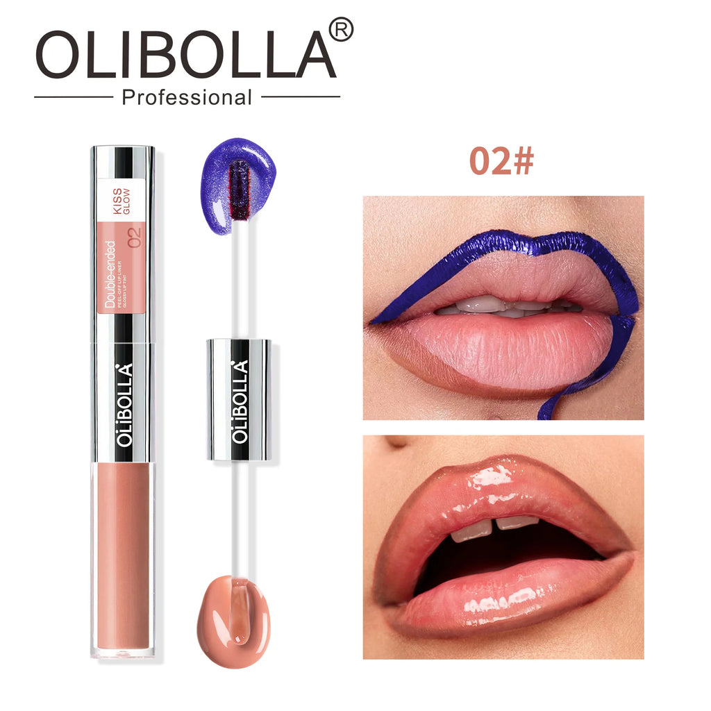 Double-Ended Peel-Off Lip Stain & Shimmer Lip Gloss Pen Lip Gloss Pen QXL 02