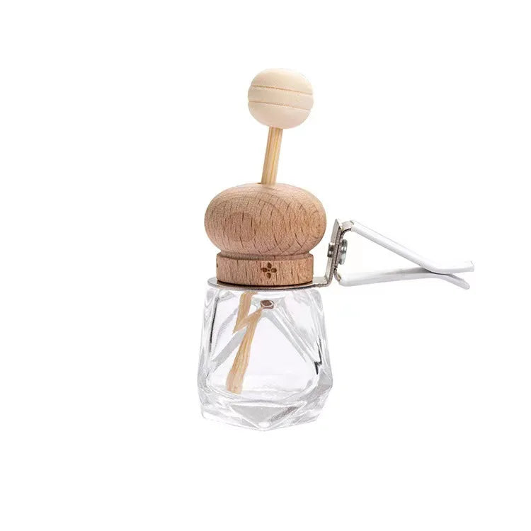 8ml Glass Car Hanging Air Freshener Bottle | Wood Lid Car Air Freshener Bottle QXL 8ml