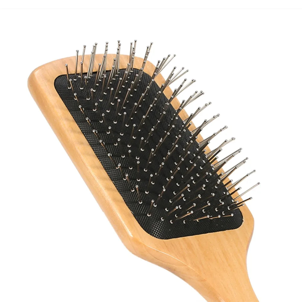 Wood & Steel Needle Scalp Massage Comb | Anti-Static Detangling Scalp Massage Comb QXL
