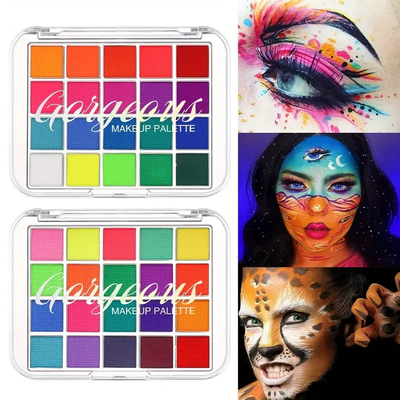 VERONNI 20-Color UV Neon Face & Body Paint Palette | Black Light UV Neon Body Paint QXL