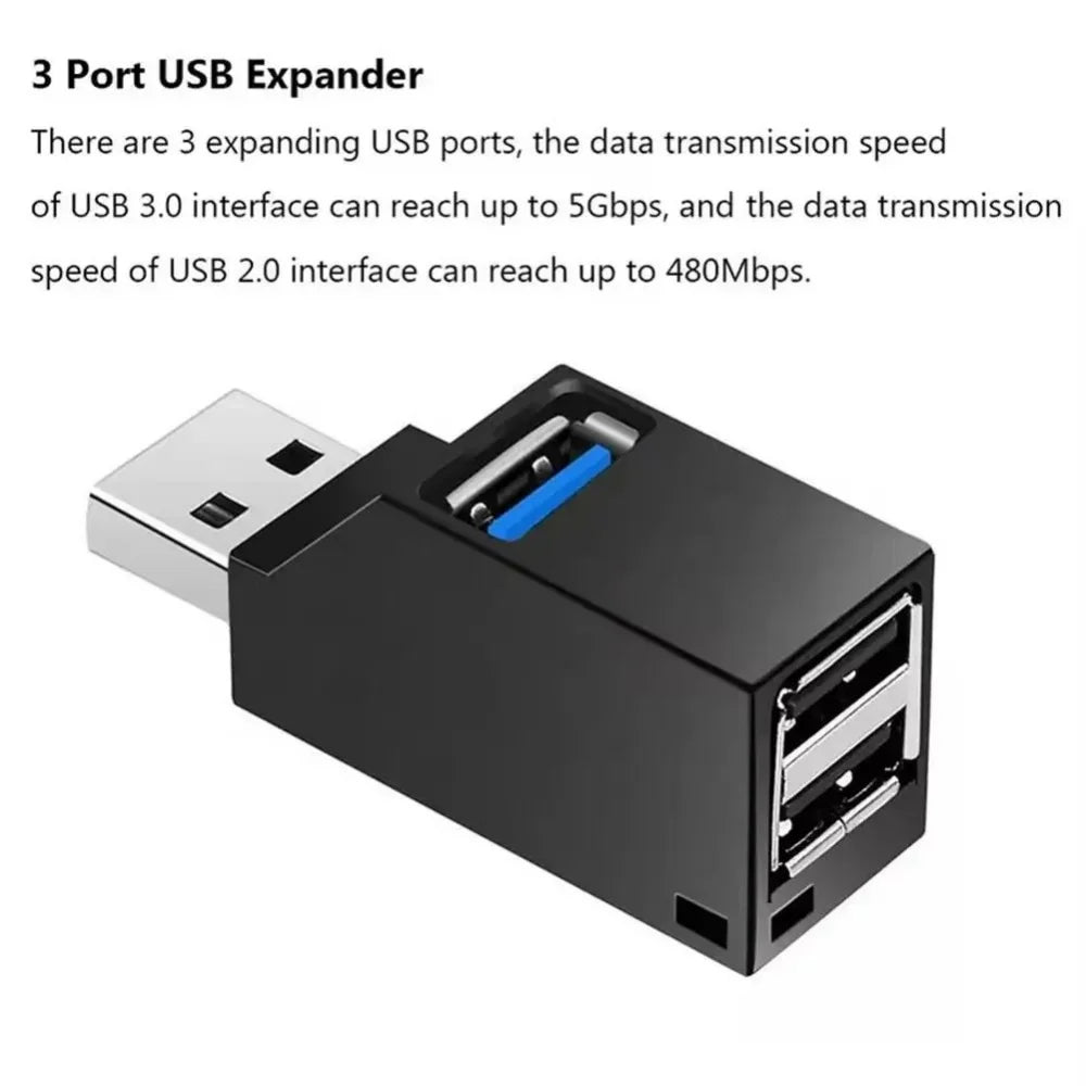 USB 3.0 3-Port Hub Splitter Adapter for PC & Laptop USB Hub QXL