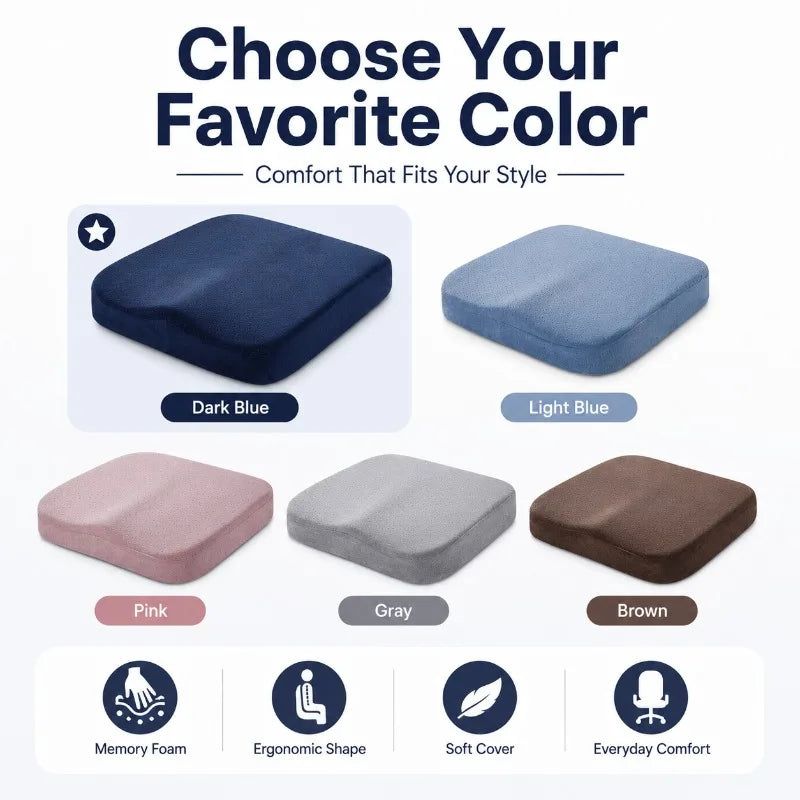 Memory Foam Seat Cushion 40x40cm | Office Car Home Chair Pad Memory Foam Cushion QXL