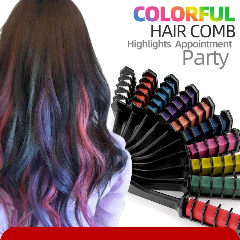 10-Color Washable Hair Chalk Comb Set | Temporary Hair Dye Hair Chalk Comb Set QXL