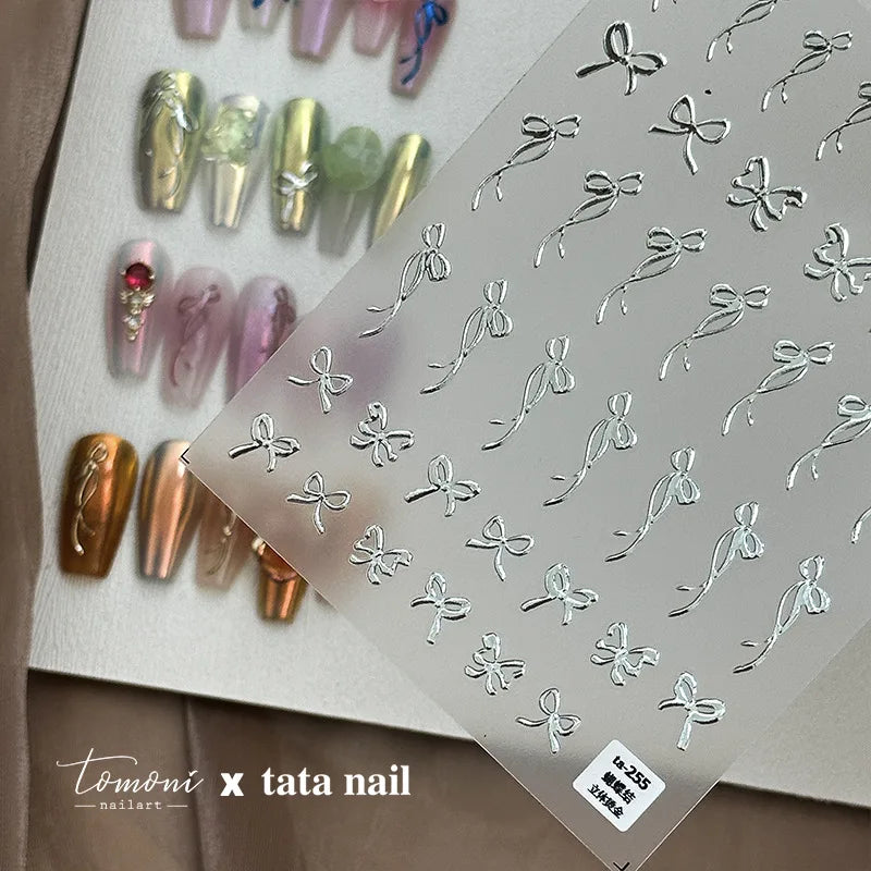 5D Glitter Butterfly Nail Stickers | Gold Silver Laser Decals Nail Art Stickers QXL