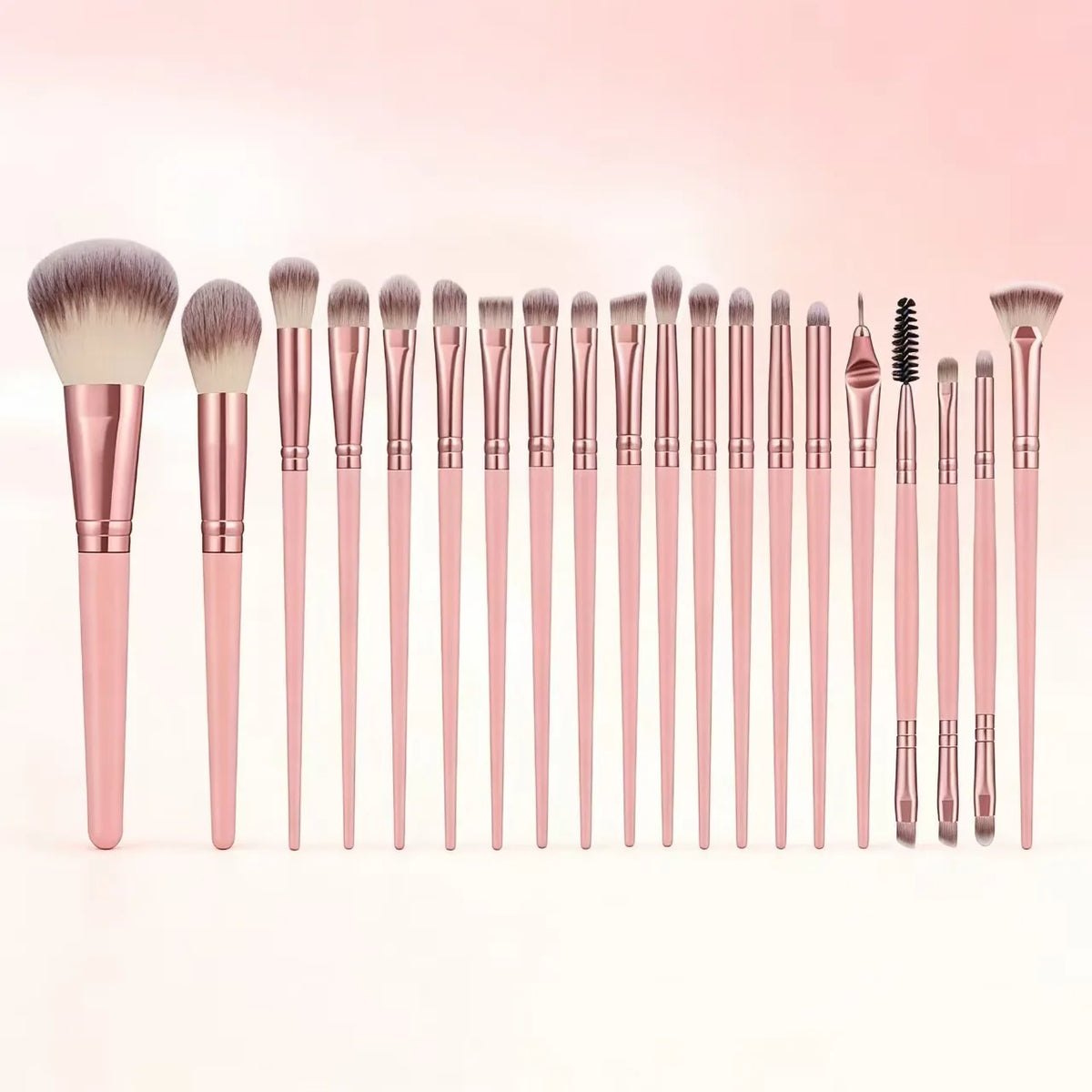 20-Pc Rose Gold Makeup Brush Set | Full Face Pink Handle Makeup Brush Set QXL