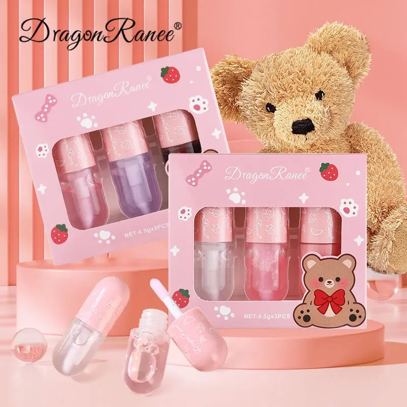 Dragon Ranee Pearly Lip Gloss Set | Mirror Glaze 3-Pc Lip Gloss Set QXL