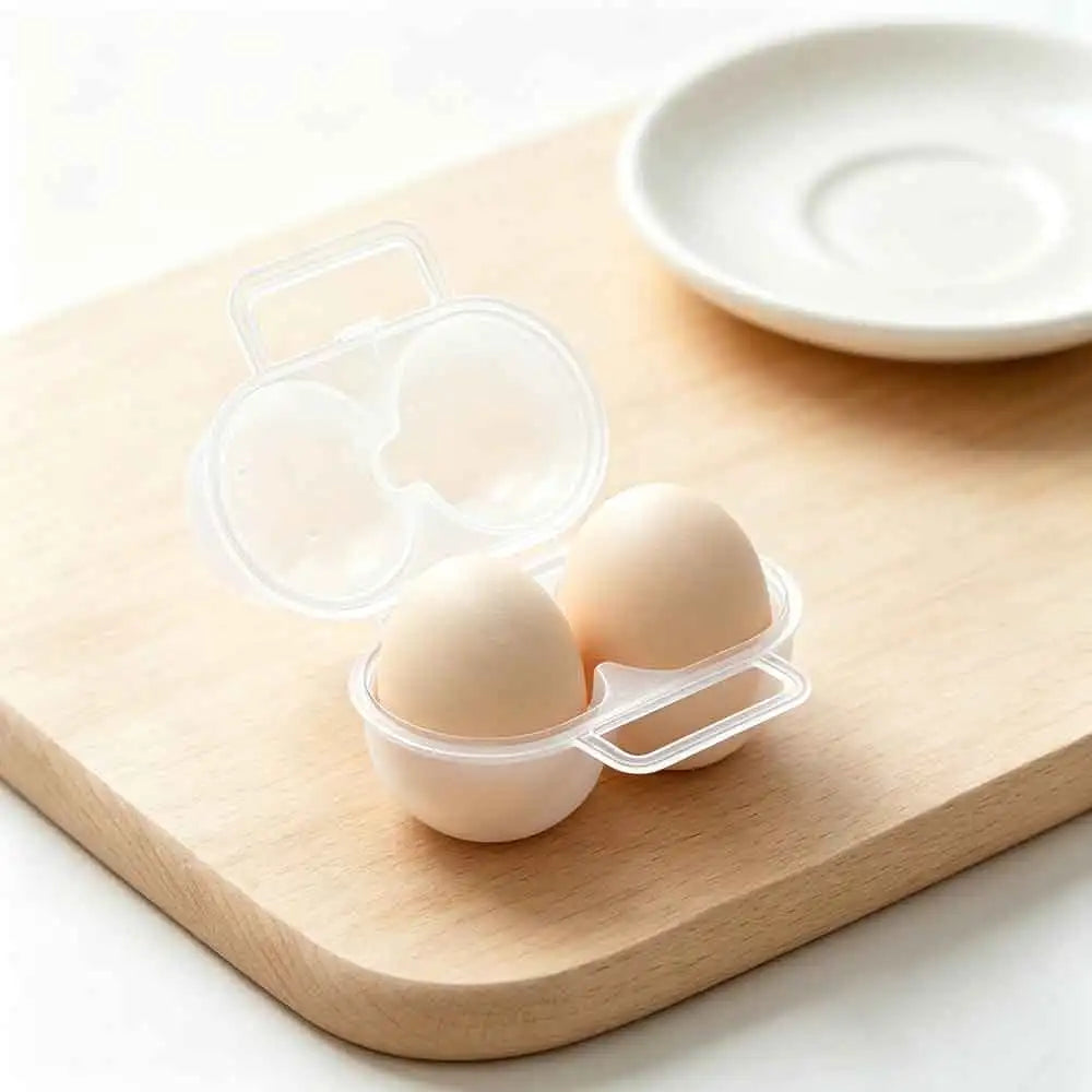 2-Cell Portable Plastic Egg Carrier Box | Shock-Absorbing Tray Egg Storage Box QXL