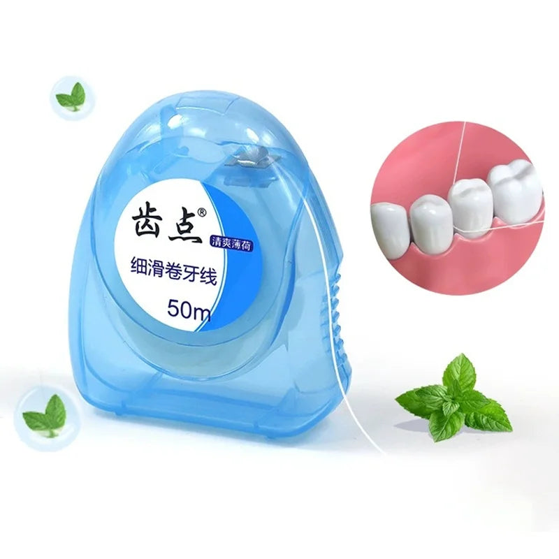 50m Micro-Waxed Mint Dental Floss | Ultra-Fine Oral Care Dental Floss QXL