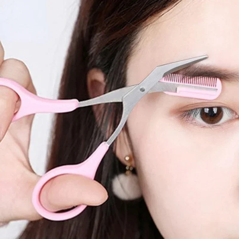 Vvocci Stainless Steel Eyebrow Scissors with Comb Trimmer Eyebrow Scissors QXL
