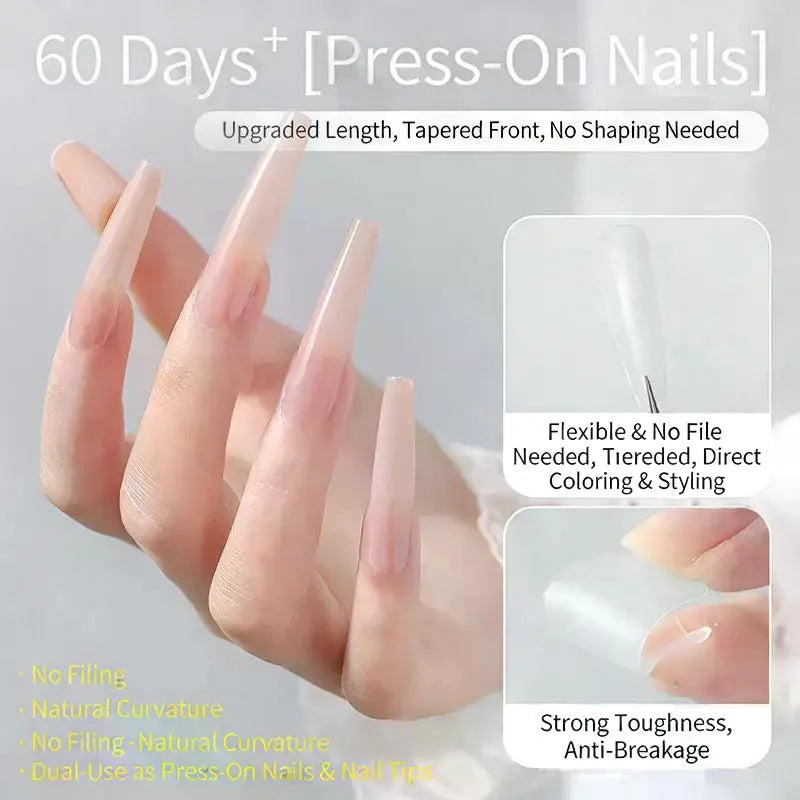 240/510PCS Frosted Stiletto False Nail Tips | Full Cover Press On False Nail Tips QXL