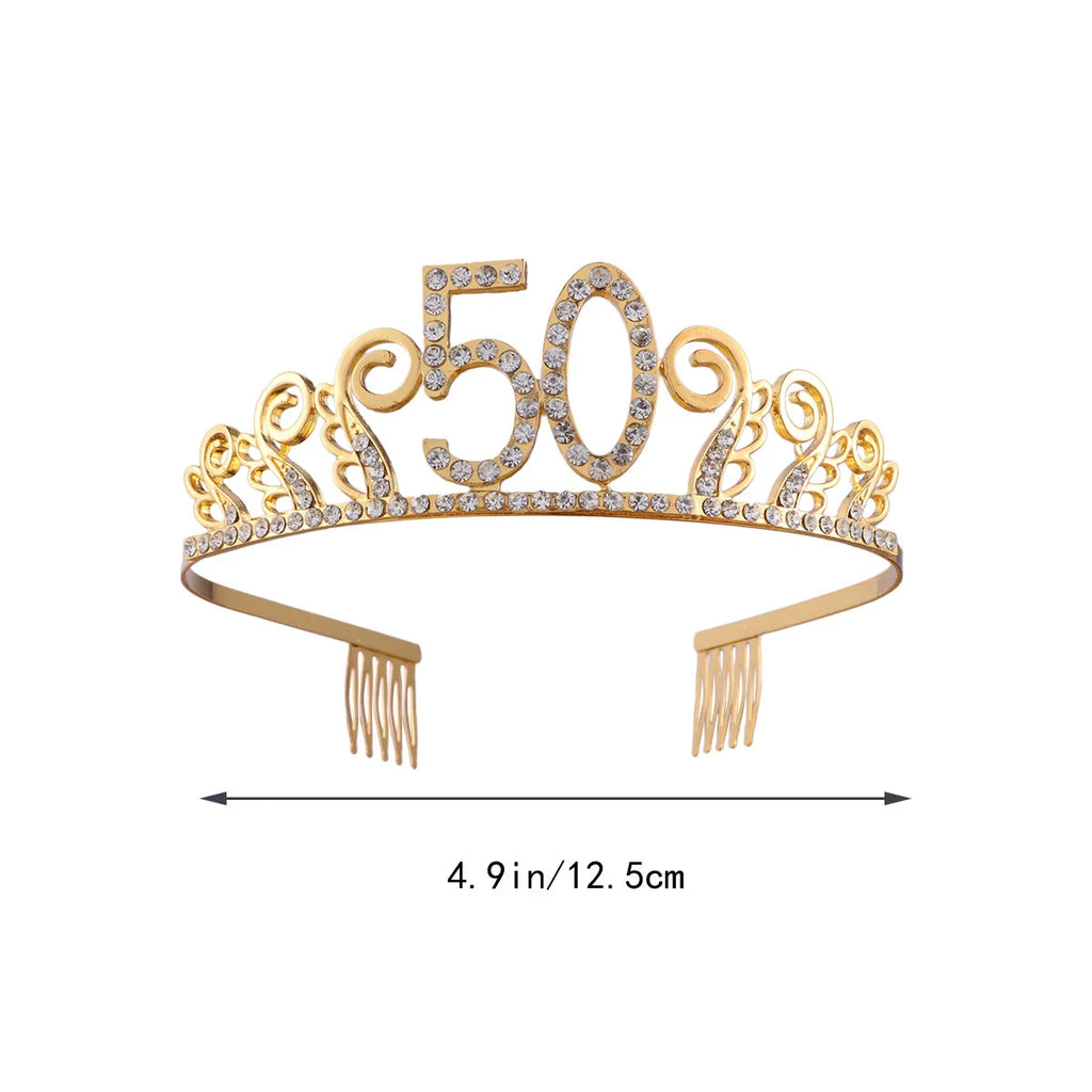 Gold Rhinestone Tiara Crown | 50th Birthday Hair Comb Birthday Tiara Crown QXL