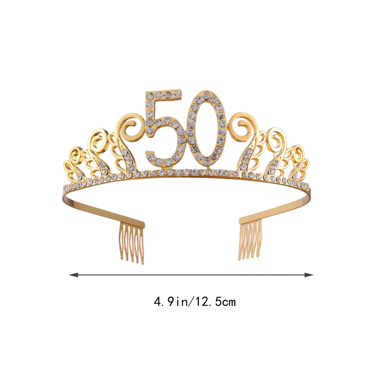 Gold Rhinestone Tiara Crown | 50th Birthday Hair Comb Birthday Tiara Crown QXL