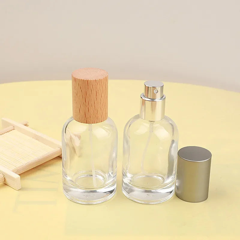 30ml Refillable Glass Perfume Spray Bottle with Walnut Cap Perfume Spray Bottle QXL