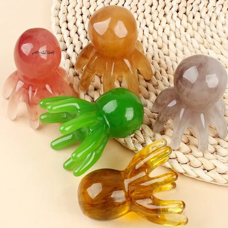 Resin Octopus Scalp Massager | Gua Sha Head Comb Tool Scalp Massager Comb QXL