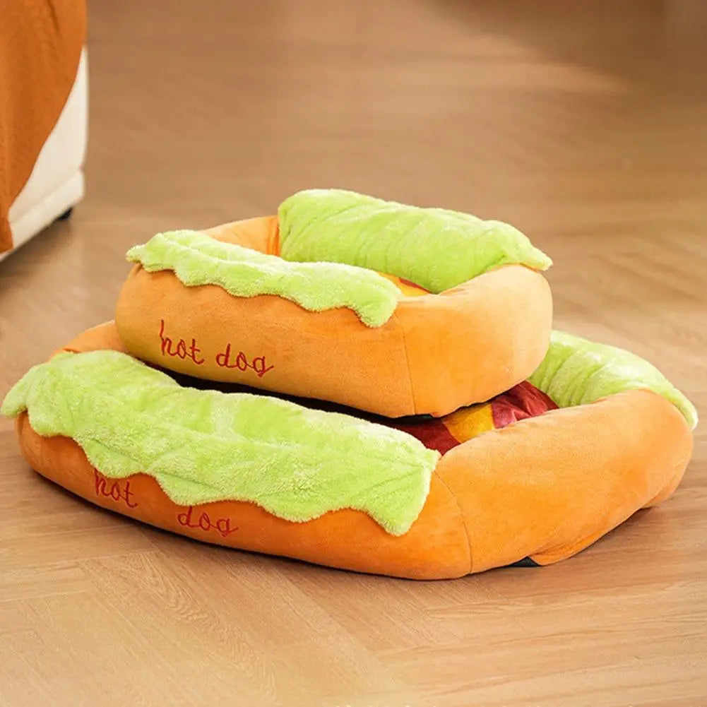 Hot Dog Shaped Pet Bed | Plush Dog & Cat Sleeping Mat Pet Bed QXL