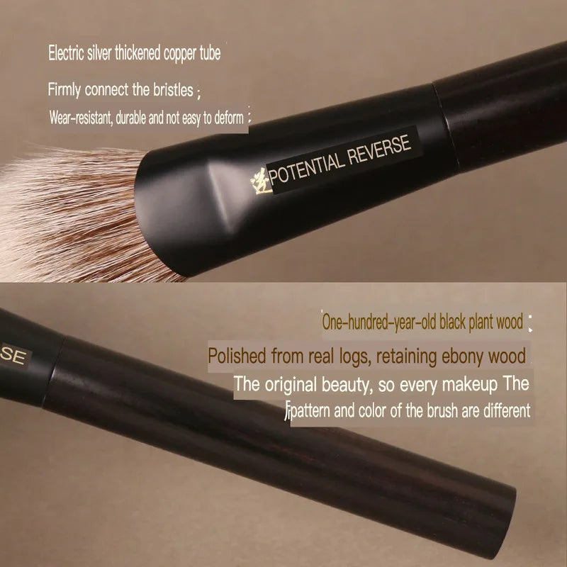 Sandalwood Angled Contour Brush | Goat Hair Blush & Bronzer Contour Makeup Brush QXL
