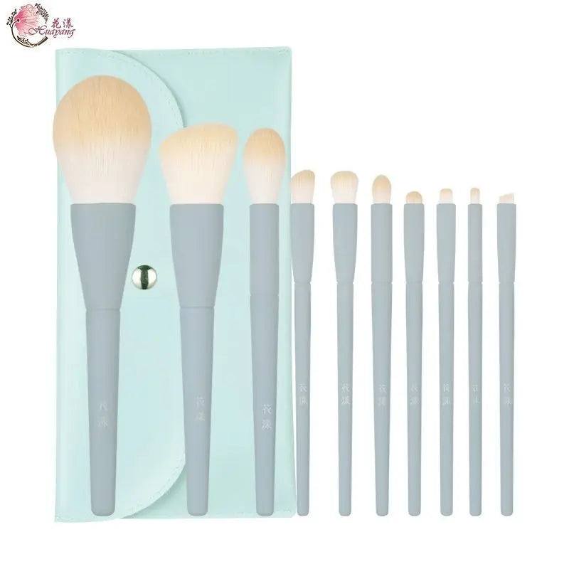 10-Piece Rainbow Makeup Brush Set | Soft Bristles & Storage Makeup Brush Set QXL blue